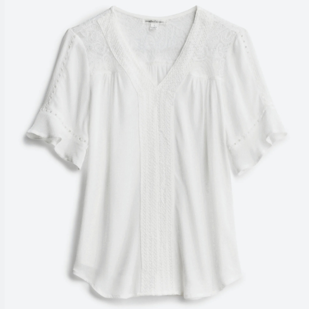 White JPR Cindell Crochet Detail Top, M, GUC